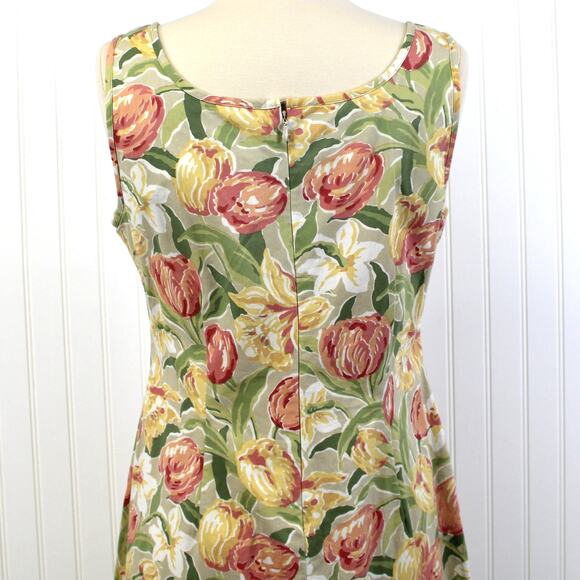 VTG Laura Ashley Womens US8 Floral Dress Spring Tulips 90s Preppy Coastal Brunch - Picture 6 of 9